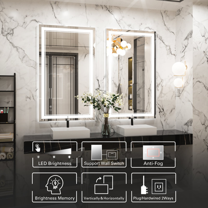 Orren Ellis Adorna Frameless LED Lighted Bathroom / Vanity Mirror with